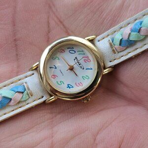 Vintage Milan II Ladies Wristwatch White Leather Strap Analog Quartz Wrist Watch